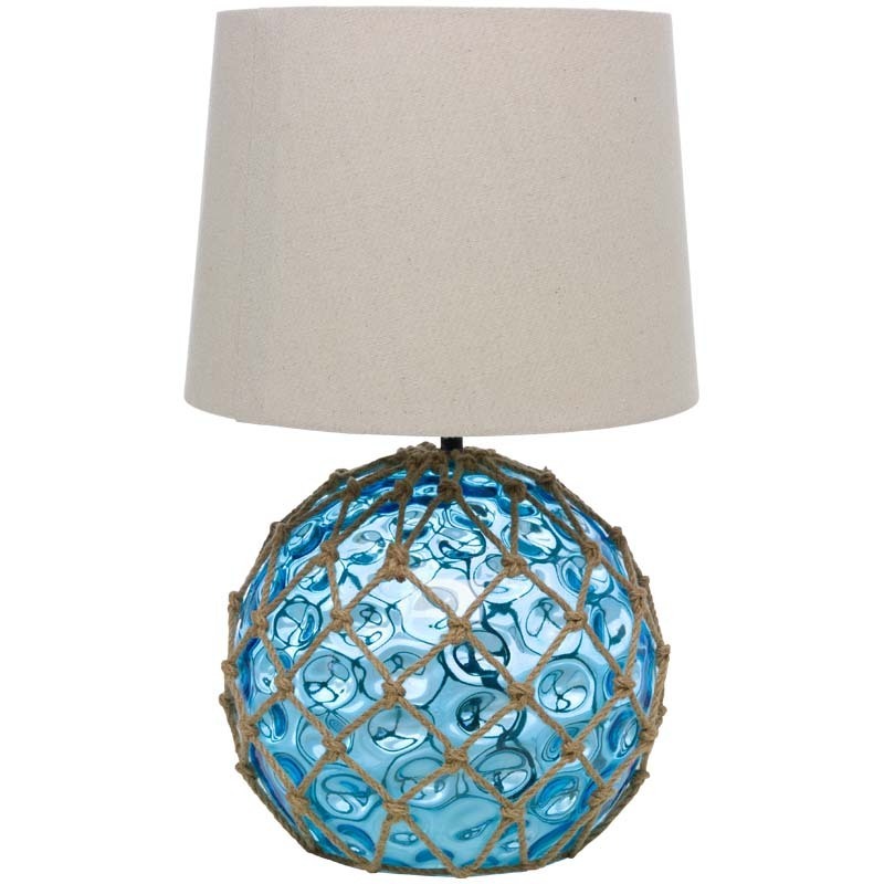 LAMPARA DE MESA DE CRISTAL AZUL