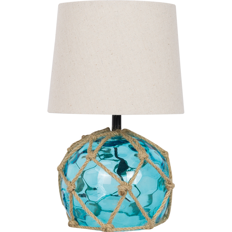 LAMPARA DE MESA DE CRISTAL AZUL PEQUEÑA