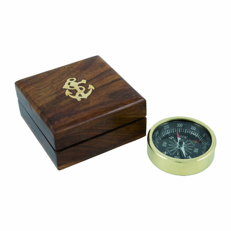 BRÚJULA CON CAJA DE MADERA