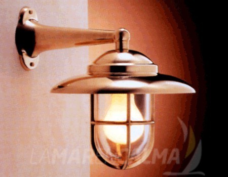FAROL DE PARED PESCADOR LATÓN PULIDO. TRANSPARENTE