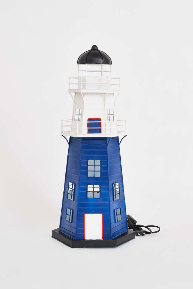 FARO DE METAL 59CM EN AZUL Y BLANCO